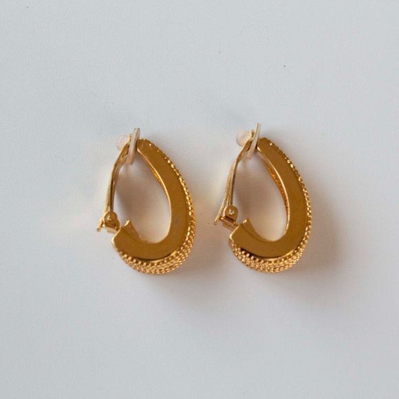 Textured Gold English Lock Clip-on Earrings - Picture 2 of 5